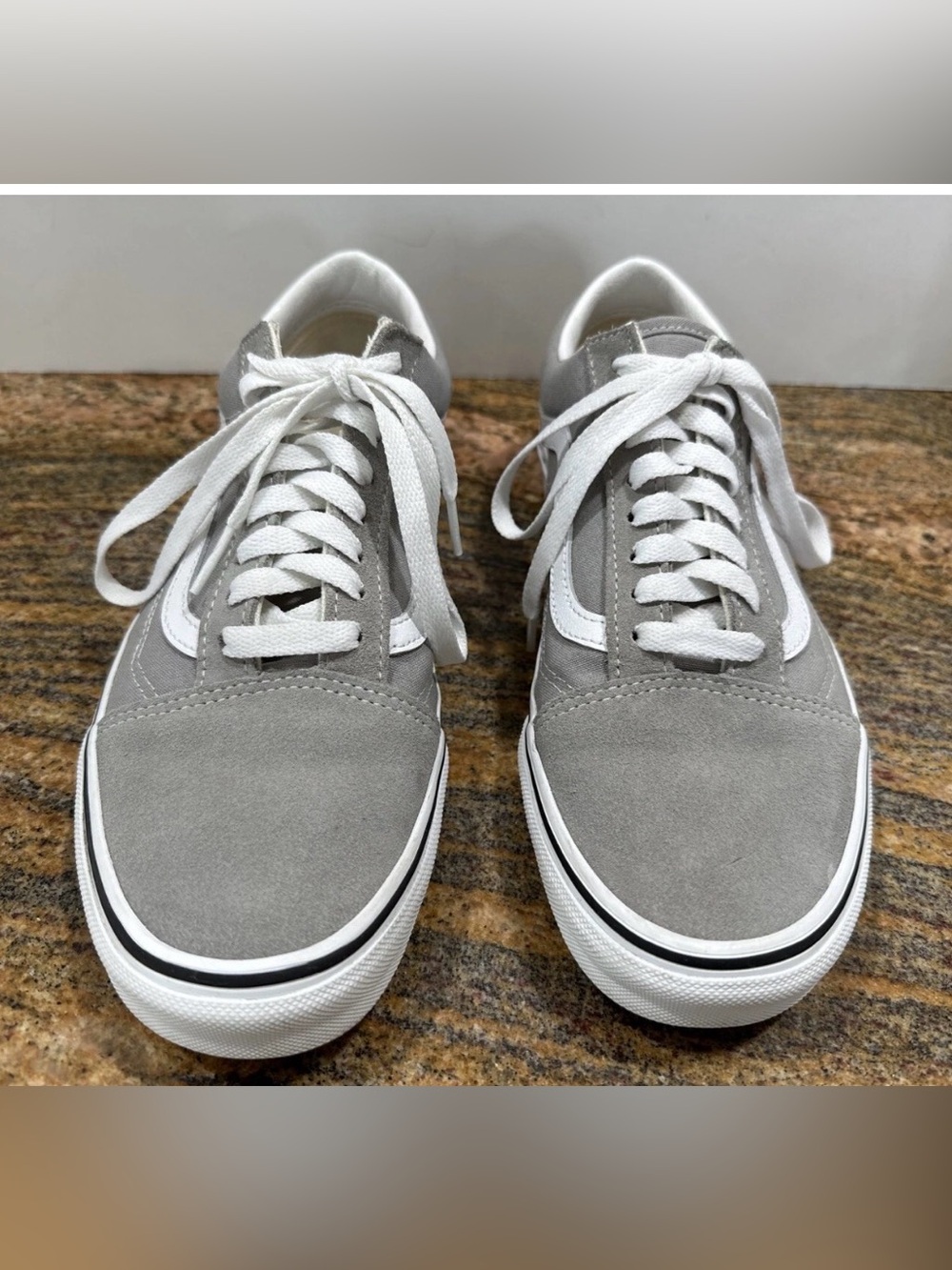 Vans Men's Size 7.5 Light Grey Old Skool Skateboarding Shoes Sneakers USED
